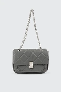Ardene Chain Strap Quilted Bag in Grey | 100% Recycled Polyester/Faux Leather | Eco-Conscious