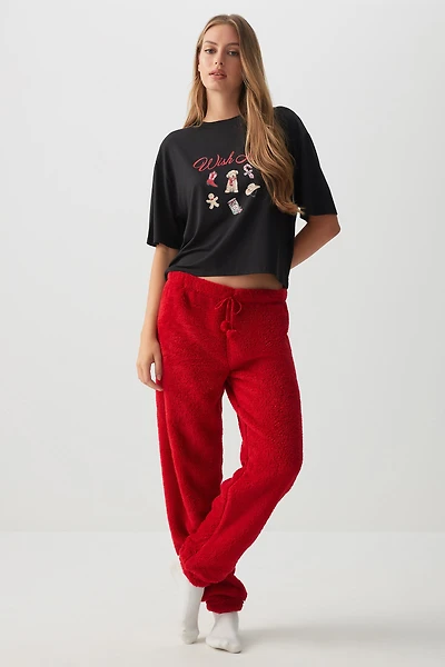 Ardene DREAMPLUSH PJ Joggers in Red | Size | Polyester | Eco-Conscious