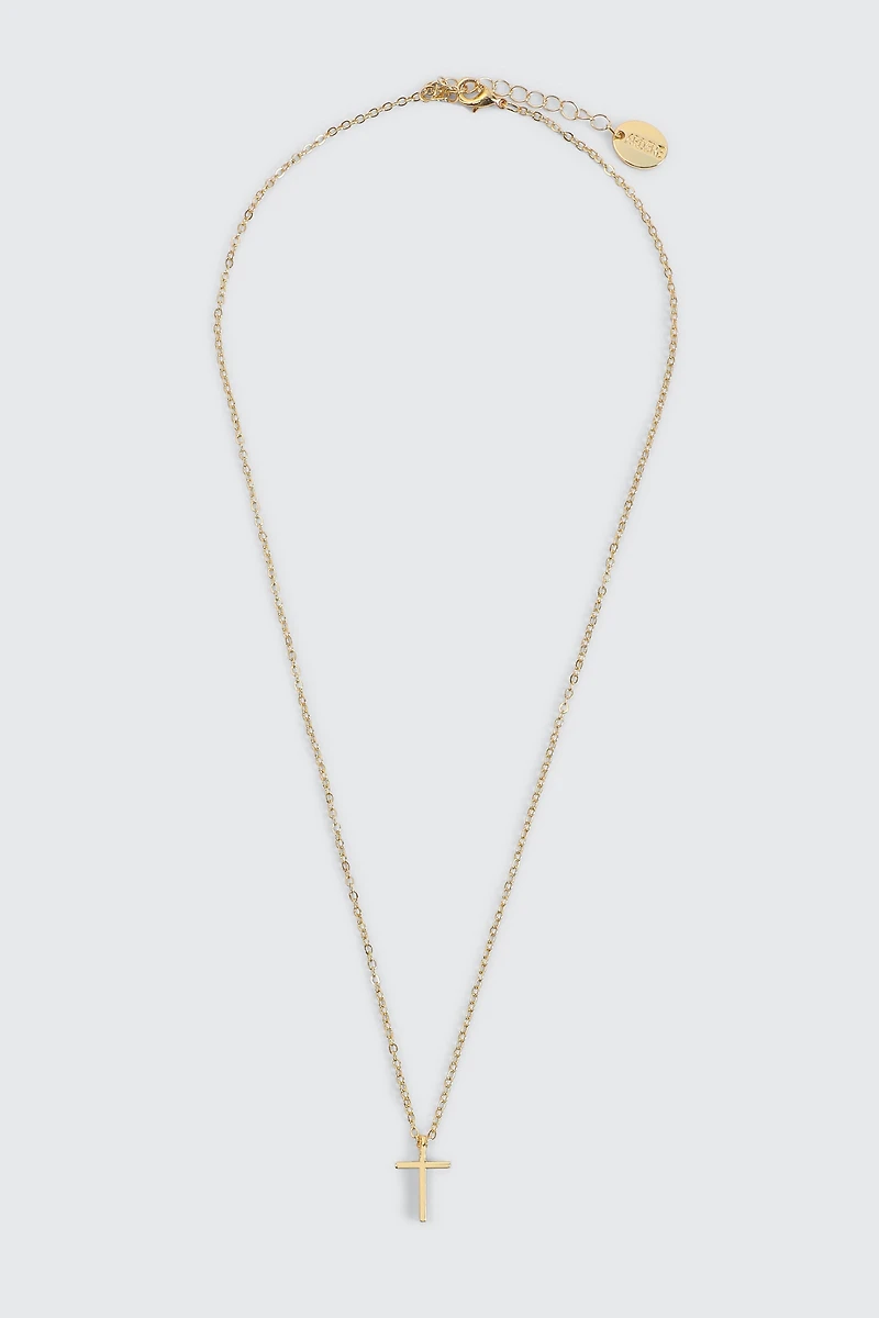 Collier croix plaqué or 14K