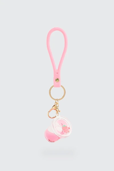Ardene Strawberry Smoothie Keychain in Light Pink