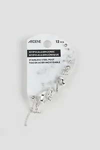 Ardene Pack of Silver Tone Mix Earrings | Stainless Steel
