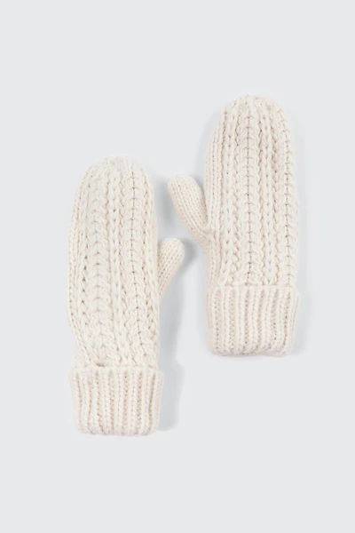Ardene Fleece Lined Knit Mittens in Off-White | 100% Acrylic