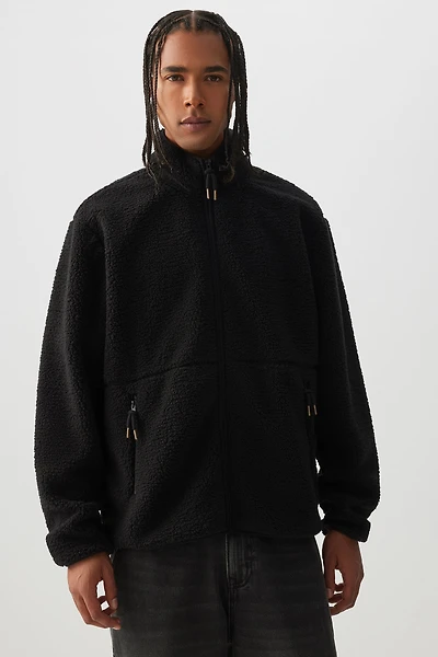 Ardene Man Sherpa Jacket For Men in Black | Size | 100% Cotton/Polyester