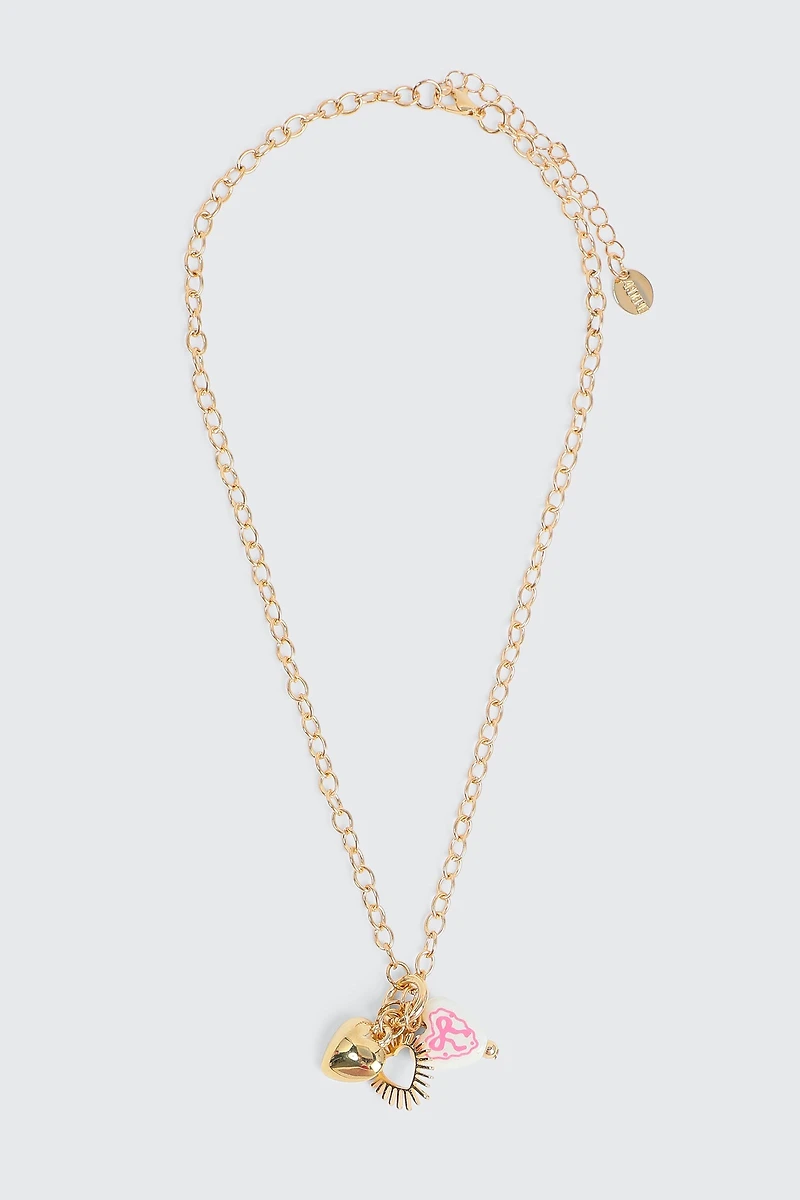 Ardene Multi Heart Necklace in Gold