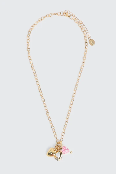 Ardene Multi Heart Necklace in Gold