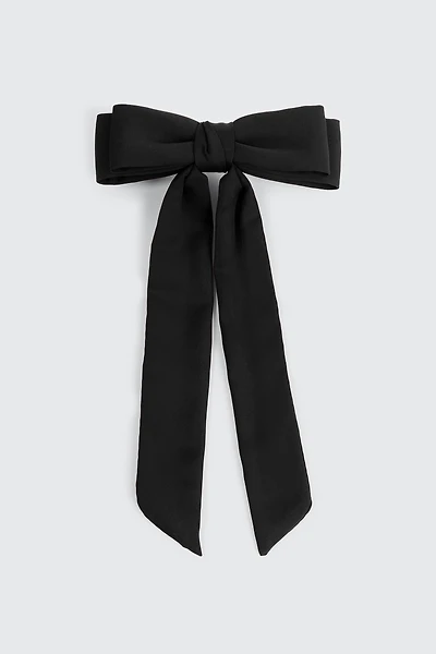 Ardene Satin Bow Barrette in Black | Polyester/Elastane