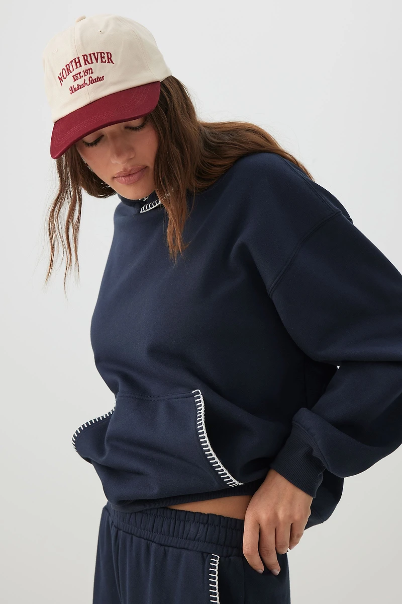 Chandail à capuchon ample point roulé