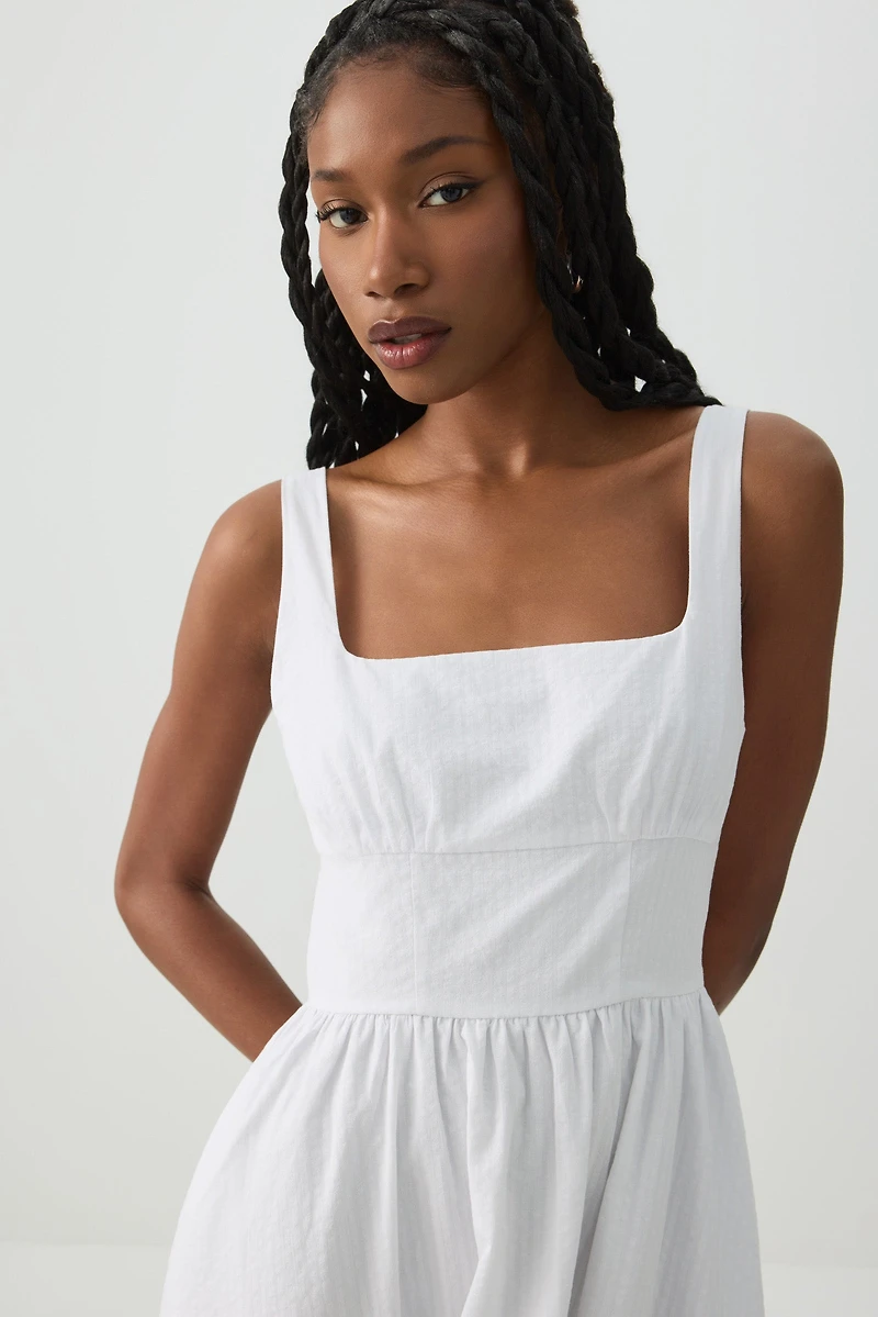 Robe midi à encolure carrée