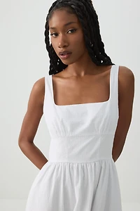 Robe midi à encolure carrée