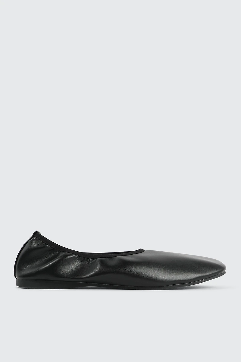 Ardene Square Toe Ballet Flats in Black | Size | Faux Leather