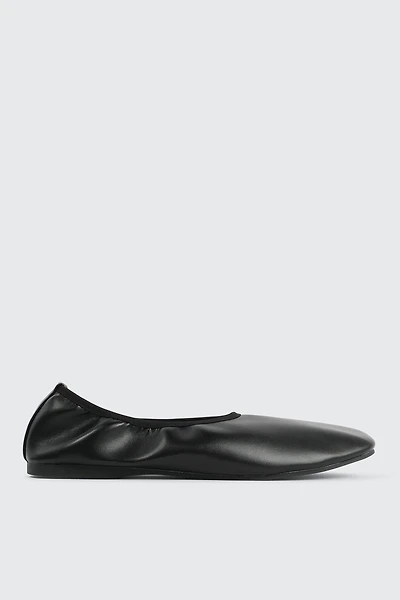 Ardene Square Toe Ballet Flats in Black | Size | Faux Leather