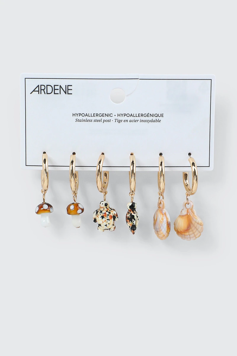 Lot de 3 paires d'anneaux à breloques