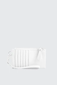 Ardene Topstitched Flat Wallet in White | 100% Recycled Polyester/Faux Leather | Eco-Conscious