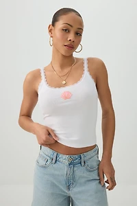 Camisole à col dégagé et bordure dentelle