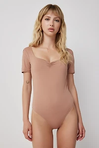 Ardene Contour Sweetheart Neckline Bodysuit in Medium Pink | Size | Elastane/Polyamide