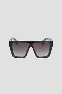 Ardene Square Shield-Style Sunglasses in Black