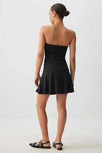Robe tube froncée avec short intégré