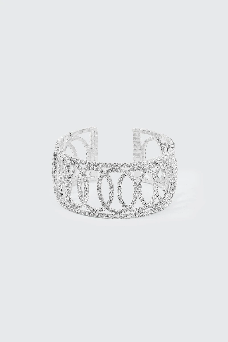 Ardene Rhinestone Loop Bangle in Silver