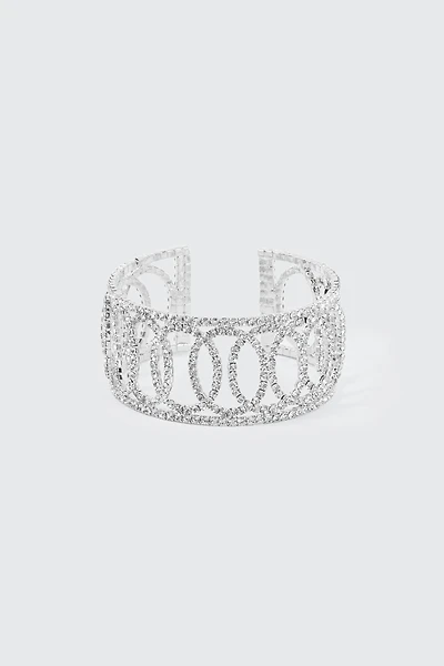Ardene Rhinestone Loop Bangle in Silver