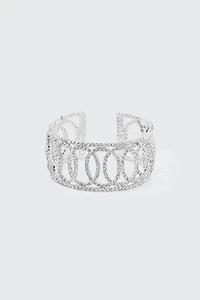 Ardene Rhinestone Loop Bangle in Silver