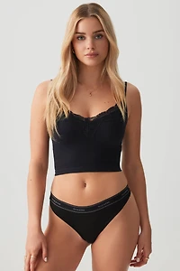 Ardene Thong Panty with Signature Waistband in | Size | Rayon/Spandex/Cotton