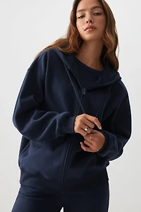 Ardene MADESOFT Fleece Oversized Zip Up Hoodie in Blueberry | Size | Polyester/Cotton | Eco-Conscious