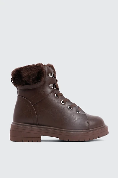 Ardene Faux Fur Lined Winter Boots in Brown | Size