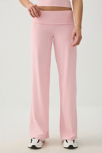 Ardene camactive Fold Over Straight Leg Pants in Prima Pink | Size | Nylon/Spandex