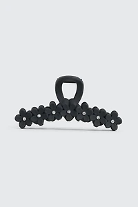 Ardene Rhinestone Floral Hair Claw in Black