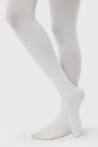 Ardene Rib Tights in White | Size | Nylon/Elastane