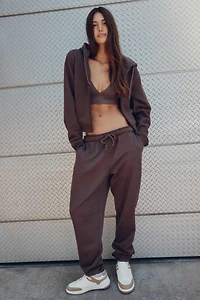 Ardene MADESOFT Fleece Baggy Sweatpants in Espresso | Size | Polyester/Cotton | Eco-Conscious
