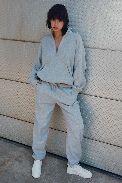 Ardene MADESOFT Fleece Baggy Sweatpants in Cobblestone Grey | Size | Polyester/Cotton | Eco-Conscious
