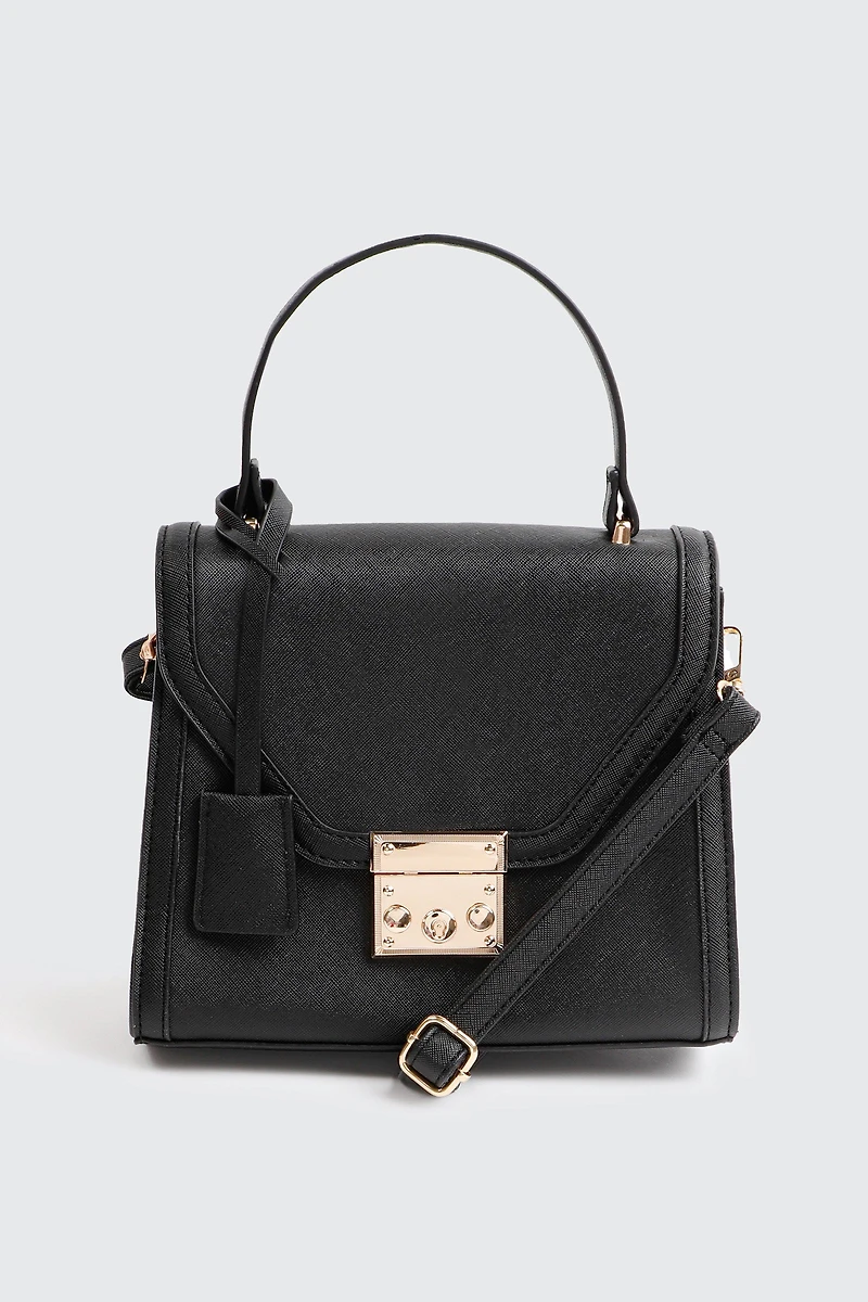 Ardene Small Structured Bag in Black | Polyester