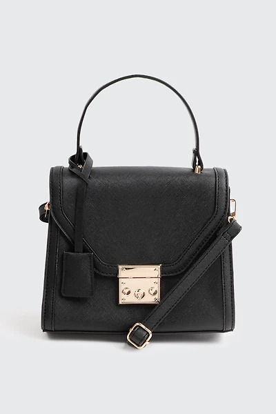 Ardene Small Structured Bag in Black | Polyester