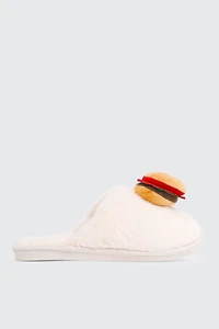 Ardene Fast Food Slippers in Off-White | Size