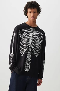 Ardene Man Long Sleeve Skeleton T-Shirt For Men in Black | Size | Cotton