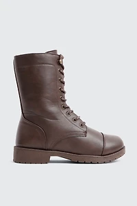 Ardene Warm Lined Faux Leather Boots in Brown | Size