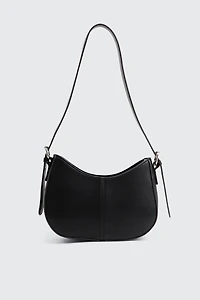 Ardene Faux Leather Baguette Bag with Adjustable Strap in Black | 100% Recycled Polyester/Faux Leather | Eco-Conscious