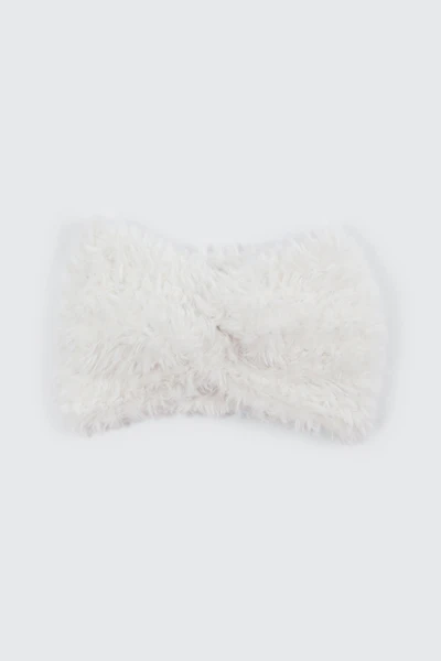 Ardene Faux Fur Knotted Headband in Off-White | Polyester