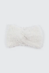 Ardene Faux Fur Knotted Headband in Off-White | Polyester