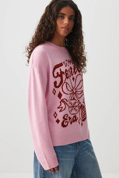 Ardene In My Festive Era Sweater in Light Pink | Size | Polyester/Elastane