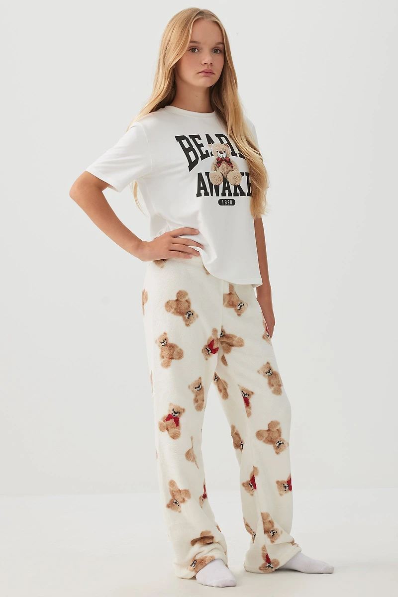 Ardene Kids SUNDAYSOFT PJ Pants in Off-White | Size | 100% Recycled Polyester | Eco-Conscious