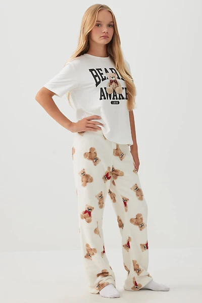 Ardene Kids SUNDAYSOFT PJ Pants in Off-White | Size | 100% Recycled Polyester | Eco-Conscious