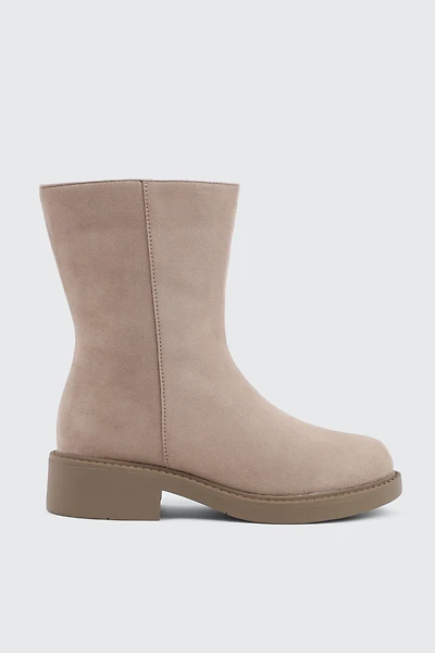 Ardene Faux Suede Mid Calf Boots in Beige | Size