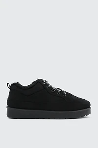 Ardene Faux Fur Lined Sneakers in Black | Size | Faux Suede