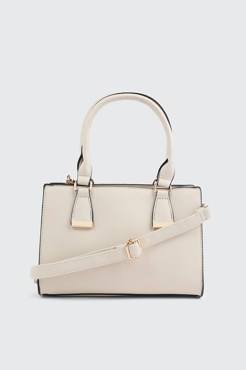 Ardene Faux Leather Structured Handbag in Beige | Faux Leather/Polyester | Eco-Conscious