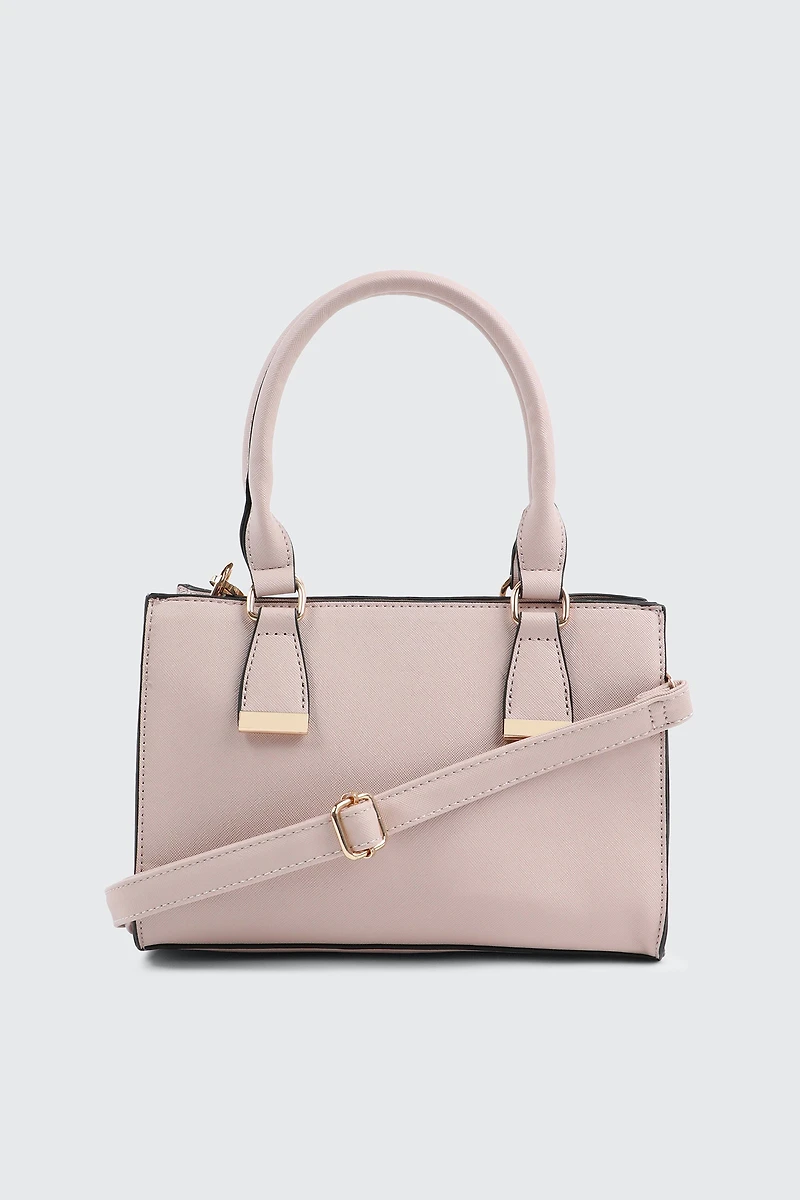 Ardene Faux Leather Structured Handbag in Light Pink | Faux Leather/Polyester | Eco-Conscious