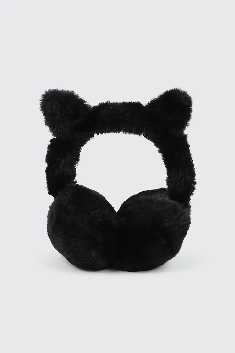 Ardene Cat Earmuffs in Black | Polyester