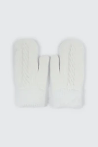 Ardene Faux Fur Lined Knit Mittens in Off-White | 100% Acrylic