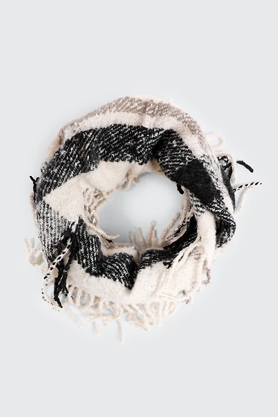 Ardene Fringed Infinity Scarf in Off-White | Polyester